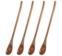 ULTECHNOVO Cucharas de Madera para Remover Café y Miel Juego de 4 Piezas Mango Largo Cucharas para Mezclar Postres y Mermelada Utensilios de Cocina Portátiles y Duraderos