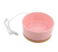 ULTECHNOVO Cuenco de Agua Térmico para Gatos y Mascotas Calefactor USB con Base de Madera y Cuenco Cerámico Extraíble Mantenimiento de Temperatura para Perros Aves y Pollos Interiores