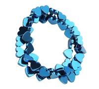 ULTECHNOVO Cuentas para Hacer Joyas de Corazón Hueco 8 Mm Azul, Aproximadamente 50 Piezas de Piedras Naturales de Hematita, Accesorios Creativos para Manualidades Diy, Pulseras y Collares