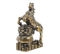 ULTECHNOVO Decoración de Caballos Según Feng Shui en Latón, Mini Figura para Escritorio y Oficina, Estatua del Zodiaco Chino para Prosperidad y Amuleto de Fortuna