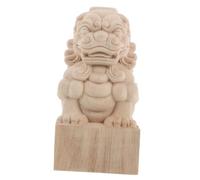 ULTECHNOVO Decoración del estigma del Puente Perros de Madera inacabada Figura de león guardián Chino remate de Poste de Cerca Modelo de Puente Chino en Miniatura Adornos de jardín Beige