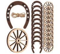 ULTECHNOVO Decoración para Fiesta Temática del Oeste Mini Herradura y Rueda de Carreta en Hierro y Madera para Bodas Western al Aire Libre