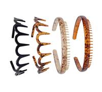 ULTECHNOVO Diadema Cabello Antideslizante 4 Piezas, Unisex, Plástico Duro Resistente, Tamaño Medio, Color Negro y Café, Adecuado Para Deporte, Cuidado Facial y Uso Diario