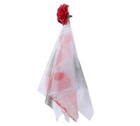 ULTECHNOVO Diadema de Disfraz Velo Largo y Flor Roja y Negra de Gasa para Fiesta de Halloween y Cosplay, Accesorio Flexible y Elegante para Adultos