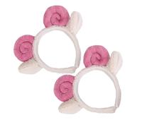 ULTECHNOVO Diadema de Peluche Orejas y Cuernos de Cordero en Color Rosa, 2 Unidades, Banda Pelo para Cosplay y Maquillaje, Accesorio Suave y Cómodo para Cuidado Facial y Spa