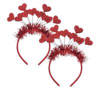 ULTECHNOVO Diadema de San Valentín 2 Piezas Corazón Rojo Brillante Accesorio para Fiestas y Bodas Diseño Ligero y Decorativo para Mujer Adecuado para Disfraces Temáticos