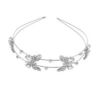 ULTECHNOVO Diadema Decoración de Cristales de Boda 1 Unidad Talla Única Brillante para Mujer Tocado de Fiesta y Celebración Elegante Doble Banda Plata