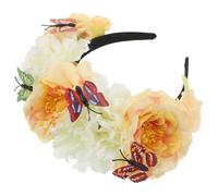 ULTECHNOVO Diadema Retro de Flores Mexicanas Diadema de Flores Artificiales para Halloween y Fiesta de Disfraces Color Amarillo Diseño de Flor de Peonia y Pequeña Accesorio Cabello de Mujer