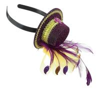 ULTECHNOVO Diadema Tocado Sombrero de Copa con Plumas Moradas para Mujer Accesorio Ligero y Duradero para Carnaval y Fiestas