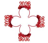ULTECHNOVO Diademas de Purpurina para Año 2026 Rojas 4 Piezas Accesorios Ligeros para Fiesta y Photocall en Celebraciones de Cumpleaños y Nochevieja