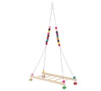 ULTECHNOVO Escalera Columpio de Madera Natural para Loros Grande, Juguete Masticable Trepa para Jaulas de Pájaros, Accesorio Resistente para Ejercicio y Entretenimiento de Mascotas