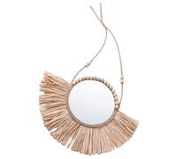 ULTECHNOVO Espejito Espejito Colgante de Espejo Único de Rafia Redondo para Decoración de Pared Diseño Rústico y Elegante Hogar