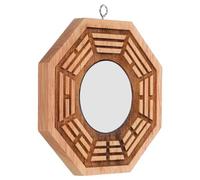 ULTECHNOVO Espejo Bagua de Madera Tradicional Chino Diseño Artesanal, Convexo y Cóncavo, para Decoración de Puertas y Terraza, Amuleto de Buena Suerte y Prosperidad