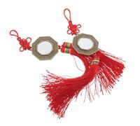 ULTECHNOVO Espejo Bagua Feng Shui Colgante 2 Piezas, Espejo Octogonal 4,8 Cm de Cobre Símbolos Doce Signos Zodiacales, Decoración para Puerta de Entrada y Hogar, Amuleto de Buena
