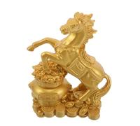 ULTECHNOVO Estatua de Caballo de Resina Dorada Grande 18 Cm, Escultura Feng Shui del Zodíaco para Prosperidad y Riqueza, Decoración del Hogar y Oficina, Figura del Caballo Chino para Año