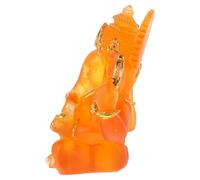 ULTECHNOVO Estatua de Escritorio de Elefante Naranja en Piedra Azure, Ligera y Fácil de Transportar, Adorno Meditativo para Traer Suerte y Bendiciones