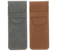 ULTECHNOVO Estuche para Bolígrafos de Cuero PU Retro, Pack de 2 Piezas, Funda Protectora Portátil Que Evita Arañazos, Diseño Elegante y Estilo Simple para Plumas Varios Estilos