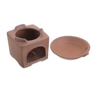 ULTECHNOVO Estufa de Barro para Té Estilo Japonés, Base Calentadora de Cerámica Rugosa Marrón Claro, Quemador de Cera Multifuncional para Meditación Zen y Difusor de Fragancia, Adecuado