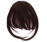 ULTECHNOVO Extensión de Cabello Clip Flequillo al Aire y Patillas, Fibra Sintética, Color Marrón Oscuro, para Mujer, Rostro Ovalado y Cuadrado, Uso Diario y Fiesta