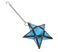 ULTECHNOVO Farol colgante de cristal con forma de estrella, adorno decorativo para interiores, soporte para velas, luz cálida para fiestas de cumpleaños y bodas