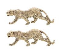 ULTECHNOVO Figura de Adorno de Leopardo Vintage de Latón Dorado, 2 Piezas para Decoración de Escritorio en Hogar y Oficina, Símbolo de Prosperidad y Resistencia