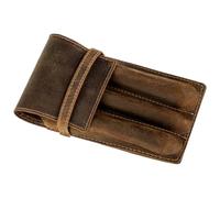 ULTECHNOVO Funda de Cuero Vintage para Pluma Estilográfica 3 Unidades, Estuche para Bolígrafos Café, Bolsa Protectora Ligera y Resistente para Oficina, Viaje y Uso Diario