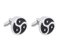 ULTECHNOVO Gemelos de Aleación Estilo Filosofía China para Camisa de Hombre, Diseño Redondo Yin Yang, Cómodos al Tacto, Color Plata, Ideales para Bodas y Fiestas