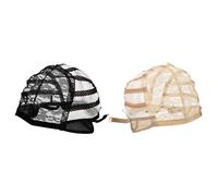ULTECHNOVO Gorras para Pelucas de Encaje Ajustables, Red Transpirable Negra y Color Piel, 2 Piezas, Accesorios Ligeros para Cuidado del Cabello y Confección de Pelucas