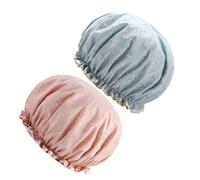 ULTECHNOVO Gorros de Baño Impermeables para Mujer Doble Capa Estampados 2 Unidades Flor Azul y Flor Rosa Gorros de Ducha Reutilizables para Spa y Cuidado Facial Protección contra