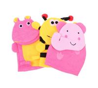 ULTECHNOVO Guantes Exfoliantes para Ducha Infantil 3 Piezas Esponjas de Baño para Diseño de Elefante Abeja y Hipopótamo Material Seguro y para Masaje Corporal y Limpieza
