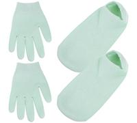 ULTECHNOVO Guantes y Calcetines Hidratantes Gel Vegetal Juego de 4 de Gel Negro y Tejido, Lavables y Reparadores Color Aleatorio para Pies Secos y Agrietados
