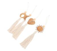 ULTECHNOVO Guirnalda Macramé Bohemia Borlas 4 Piezas, Cuerda De Algodón 100% Natural, Tejida a Mano, Decoración para Balcón y Habitación Infantil, Estilo Feng Shui Boho, Arte Mural Geométrico