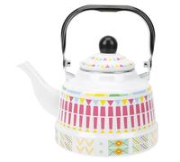 ULTECHNOVO Hervidor de Agua Esmaltado de 1,7 Litros Blanco Diseño Geométrico, Tetera para Calentar Leche y Agua en Cocina Doméstica, Compatible Horno de Gas E Inducción