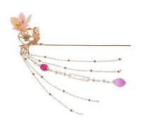 ULTECHNOVO Horquilla Clásica China Retro para Cabello Largo Perlas y Borla Rosa Accesorio Vintage para Mujer y Niña Pinza Cabello Estilo Tradicional para Uso Diario y Festivales