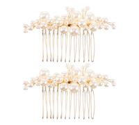 ULTECHNOVO Horquillas Cabello de Novia Diseño Lujoso y Perlas, 2 Piezas, Material Abs, Pinzas Delicadas y Llamativas para Bodas y Carnavales