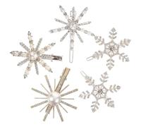 ULTECHNOVO Horquillas de Perlas Copo de Nieve y Gemas, 5 Piezas Plateadas, Diseño Delicado y Ligero, Accesorios Cabello Ideales para Cumpleaños y Fiestas Varios estilos