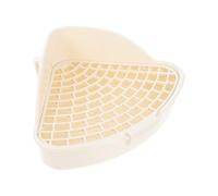 ULTECHNOVO Inodoro de Esquina para Mascotas Pequeñas en Plástico, Baño para Conejos y Cobayas, Caja de Arena Anticaída en Color Blanco Avena, Entrenador Higiénico para Jaulas de Hámster
