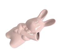 ULTECHNOVO Jarrón de Cerámica Forma de Conejo Rosa Maceta Pequeña para Escritorio Hidropónico y Decoración de Hogar Florero Compacto para Secas y Plantas Artificiales