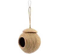 ULTECHNOVO Jaula de Cría de Paja, Nido Tejido Colgante, Circular, de Paja, Fuerte y No se Deforma, para Loros y Ardillas, para Jardinería Exterior y Siembra de Flores