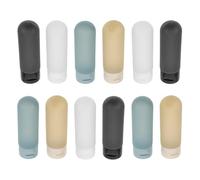 ULTECHNOVO Juego de 12 Botellas de Viaje para Loción y Cuidado Piel 60 Ml Dispensadores Portátiles Rellenable Prueba de Fugas Botellas Suaves para Champú y Crema Kit Viaje Hombre Bolsa