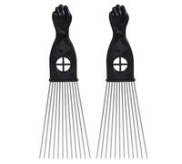 ULTECHNOVO Juego de 2 Peines para Peluquería de Acero Púas Anchas en Forma de Abanico, Mango de Plástico, para Desenredar Cabello Rizado y Grueso, Peineta Profesional para Salón y Uso
