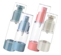 ULTECHNOVO Juego de 4 Botellas Cosméticas Portátiles de Viaje Pulverizador y Bomba sin Aire, Envases de 30ml y 15ml de Material As, a Prueba de Fugas para Maquillaje Diario Color Aleatorio