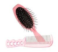 ULTECHNOVO Juego de Peines para Cuidado de Pelucas 2 Piezas Cepillo Desenredante Rosa Tipo Paleta Aire Acolchado y Peine Metálico Pequeño para Cabello Rizado y Grueso Herramienta