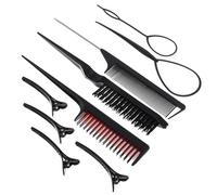 ULTECHNOVO Juego de Peines para Peluquero Negro de 9 Piezas Precisión para Seccionar y Peinar, Material Plástico y Metal Adecuado para Uso Profesional y Viaje