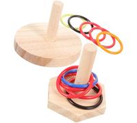 ULTECHNOVO Juego para Loros 2 Piezas Madera Anillos Coloridos, Juguetes para Cacatúas y Periquitos, Entrenamiento Inteligencia Pájaros Jaula, Accesorio Interactivo Seguro y Color Aleatorio