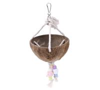 ULTECHNOVO Juguete de Madera para Loros Enlace Rápido, Columpio para Jaula | Casa de Pájaros, Nido Colgante de Material Natural, Cadena de Cuentas Color Café, Soporte para Morder