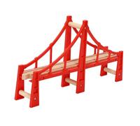 ULTECHNOVO Juguetes de Vías de Tren de Madera Puente Elevado Compatible para Niños Creativos Accesorio de Expansión Puente Rojo para Juego Educativo en Temporada Festiva