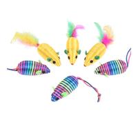 ULTECHNOVO Juguetes Materiales de Plástico y Algodón 6 Piezas Diseño Realista para Juego de Gatos y Gatitos Color Aleatorio de Ratón para Gatos