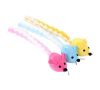 ULTECHNOVO Juguetes para Gatos Interactivos Forma de Ratón de Felpa y Lona, Fragancia de Hierba Gatera para Juego Interior y Aumento Interacción, Pack de 3 Piezas Color Color Aleatorio