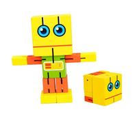 ULTECHNOVO Juguetes Robot De Madera Robot Rompecabezas De Juguete Robot De Juguete Robot Jugando Juguete Bambú Amarillo